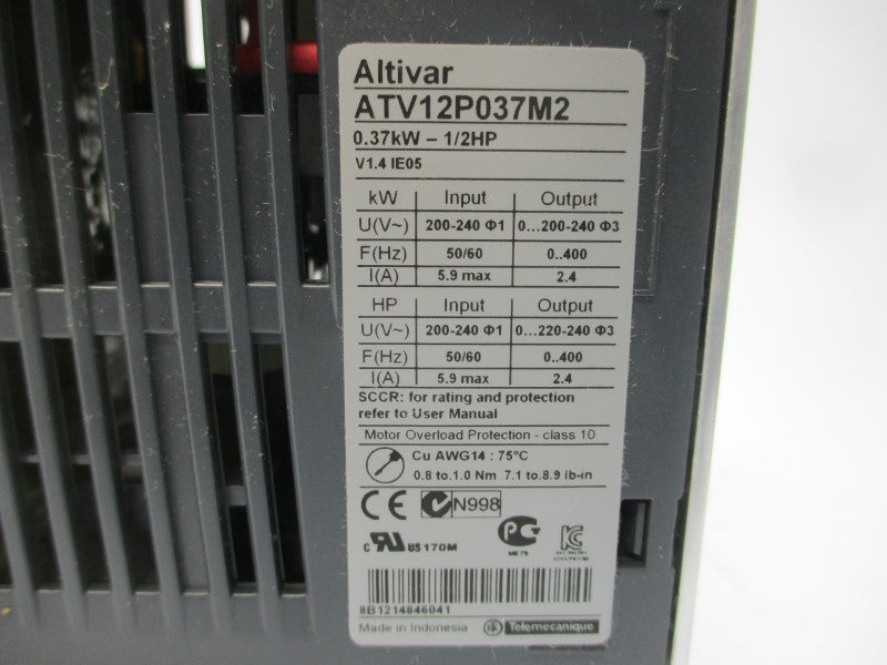 SCHNEIDER ELECTRIC ATV12P037M2 200-240VAC 5.9/2.4A NSMP
