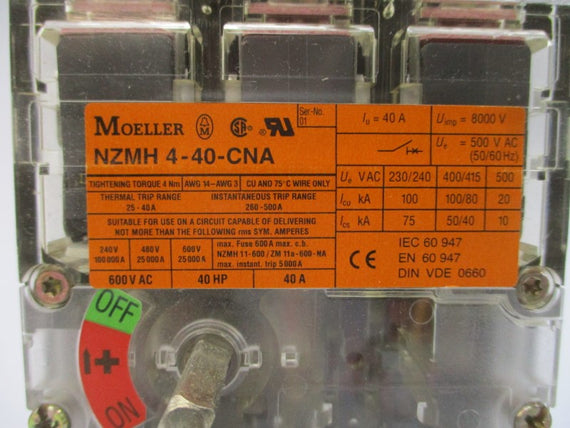 MOELLER NZMH4-40-CAN 600VAC 40A NSMP