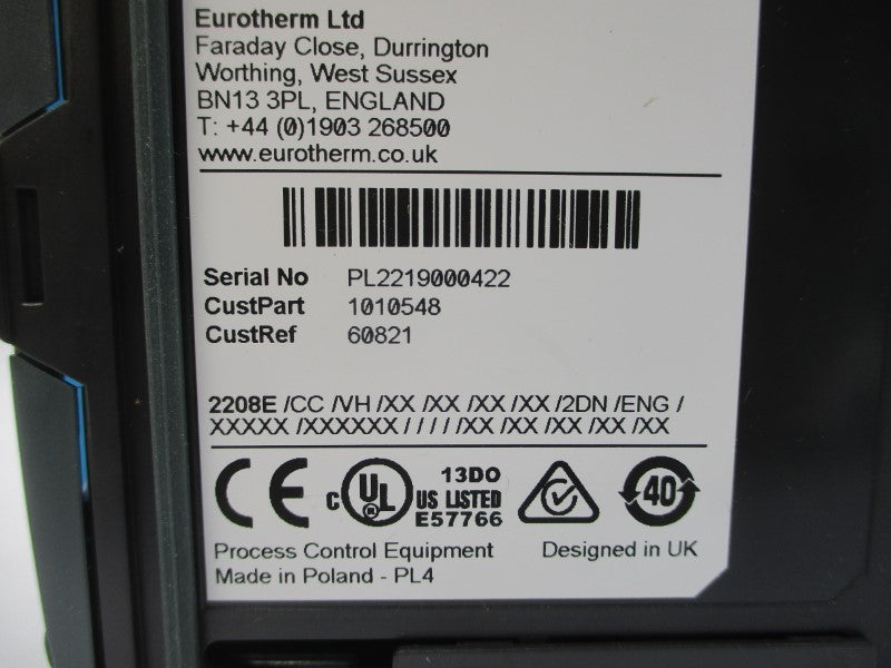 EUROTHERM 2208E/CC/VH/XX/XX/XX/XX/2DN/ENG/XXXXX/XXXXXX/////XX/XX/XX/XX/XX 100-240VAC 2A NSMP