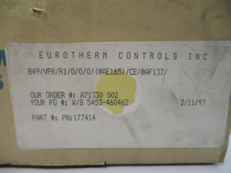 EUROTHERM 849/VPR/R1/0/0/0/(@AE165)/CE/@AF137/ 177414 240VAC 1-2A NSMP