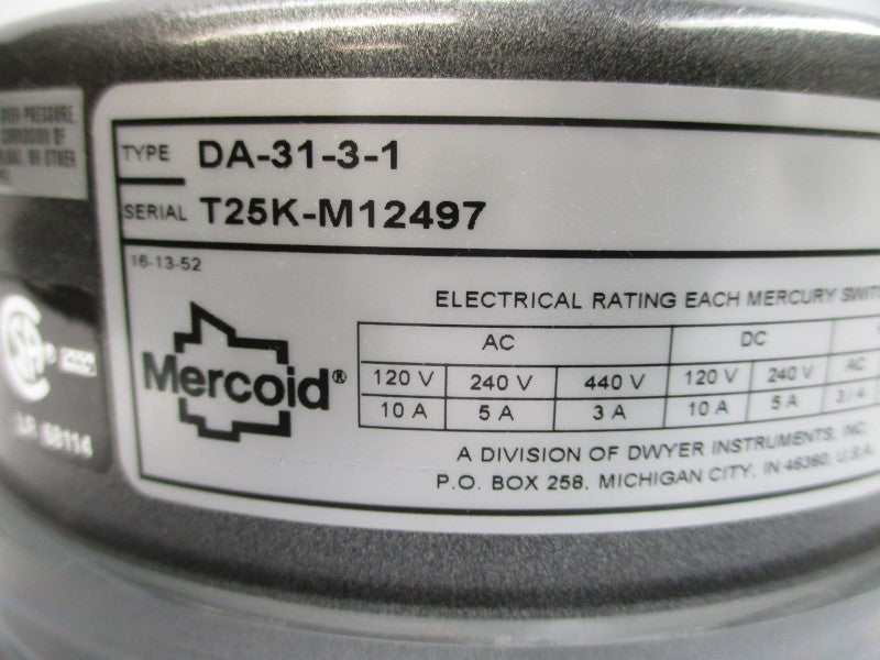 MERCOID DA-31-3-1 440VAC 10A 15PSI NSMP
