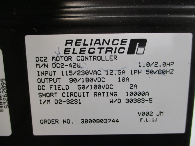 RELIANCE ELECTRIC DC2-42U 115/230VAC 12.5A NSNP