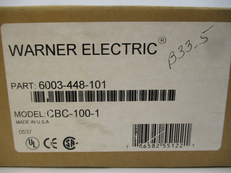 WARNER ELECTRIC 6003-448-101 CBC-100-1 120VAC 1A NSMP