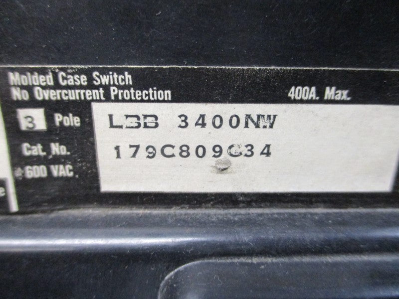 WESTINGHOUSE LBB3400NW 179C809G34 600VAC 400A UNMP