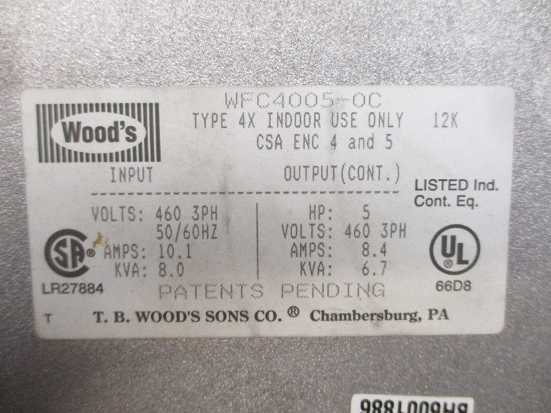 TB WOODS WFC4005-0C 460VAC 10.1/8.4A UNMP