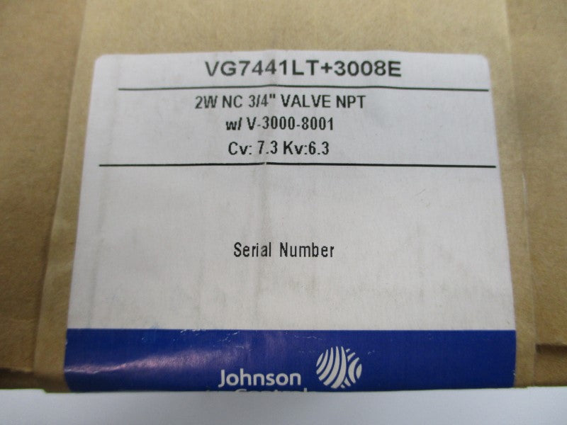 JOHNSON CONTROLS VG7441LT+3008E 3/4" NSFS