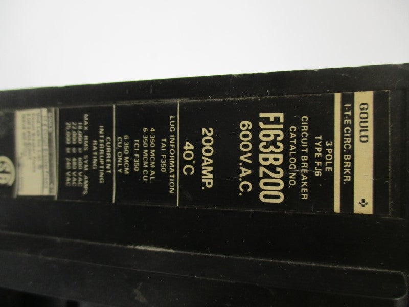 GOULD FJ63B200 600VAC 200A UNMP
