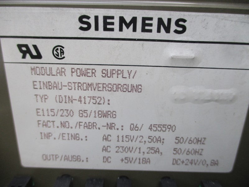SIEMENS 6ES5955-3LC14 DIN-41752 115/230VAC 2.50/1.25A UNMP