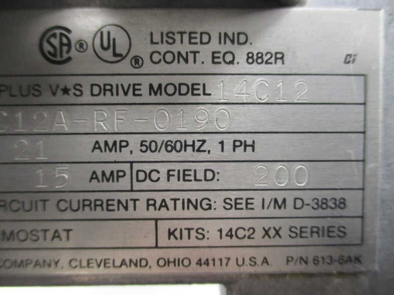 RELIANCE ELECTRIC 14C12 230VAC 21A (AS PICTURED) UNMP