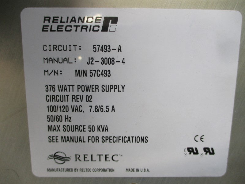 RELIANCE ELECTRIC 57493-A 57C493 100/120VAC 7.8/6.5A REMAN