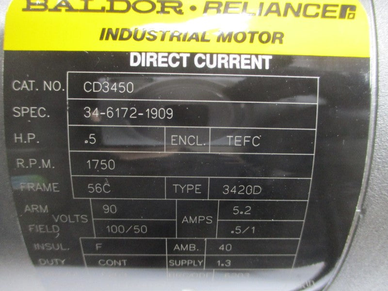 BALDOR CD3450 34-6172-1909 90-100/50V 5.2-.5/1A NSNP