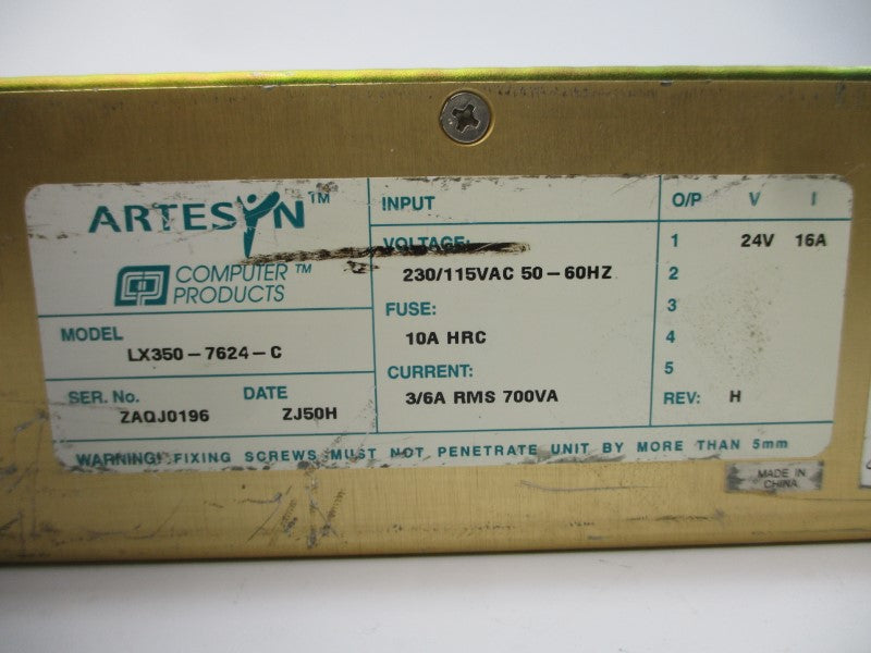 ARTESYN LX350-7624-C 230/115VAC 10A UNMP