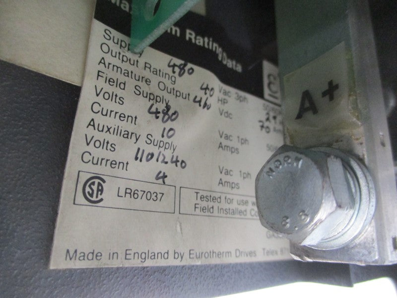 EUROTHERM 590/0700/5/13/2/0/0/0000/000/000000/0/00/00/00/00/000 F/W 3.2 380VAC 10A UNMP