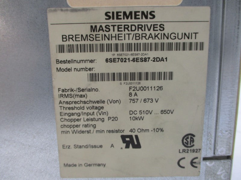 SIEMENS 6SE7021-6ES87-2DA1 757/673V 8A UNMP