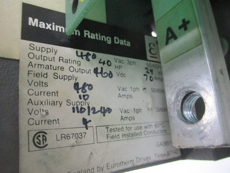 EUROTHERM DRIVES 590-700-5-1 590 SERIES 480VAC 70A (AS PICTURED) UNMP