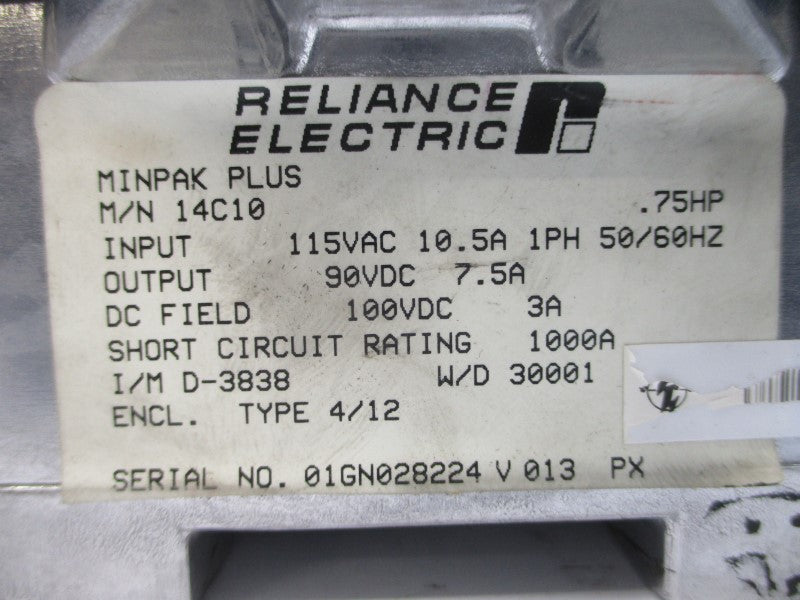 RELIANCE ELECTRIC 14C10 115VAC 10.5A (AS PICTURED) UNMP
