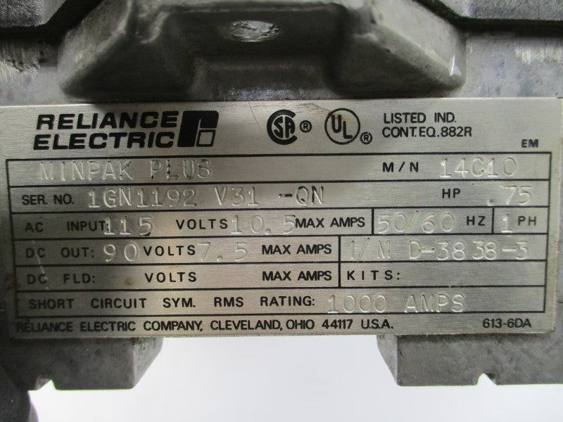 RELIANCE ELECTRIC 14C10 115VAC 10.5A (AS PICTURED1) UNMP