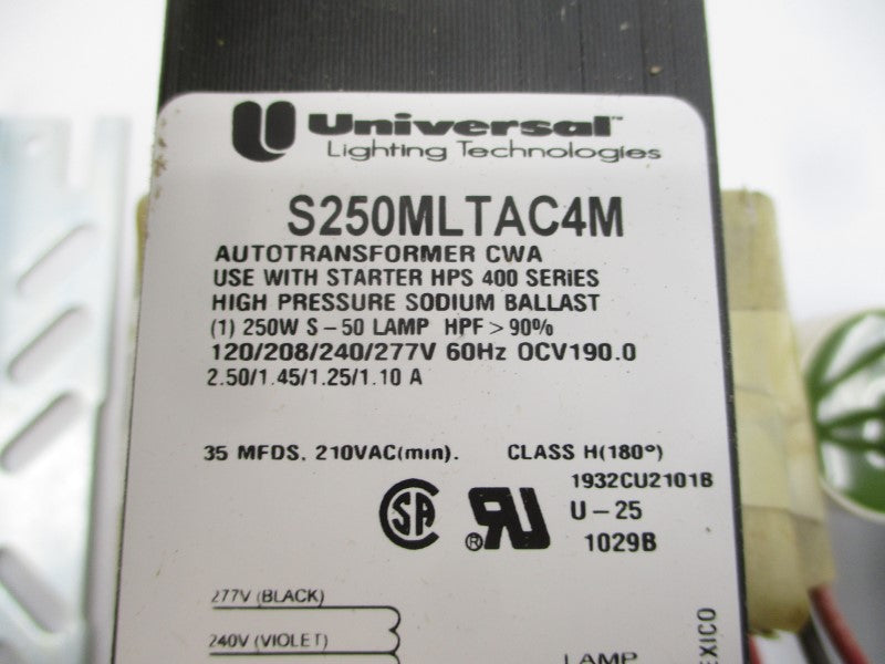 UNIVERSAL LIGHTING COMPANY S250MLTAC4M-500K 277VAC 2.50A NSMP