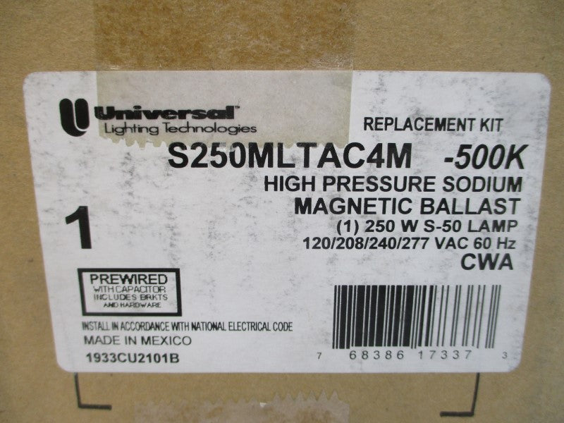 UNIVERSAL LIGHTING COMPANY S250MLTAC4M-500K 277VAC 2.50A NSMP