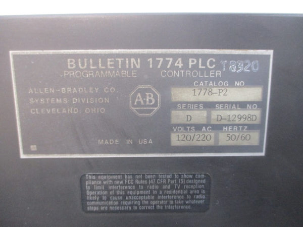 ALLEN BRADLEY 1778-P2 SER. D 120/220VAC NSNP