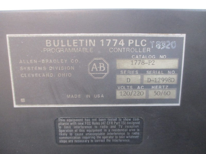 ALLEN BRADLEY 1778-P2 SER. D 120/220VAC NSNP