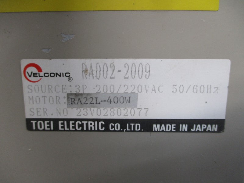 VELCONIC TOEI ELECTRIC RAD02-2009 RAD02-F00400 200/220VAC UNMP