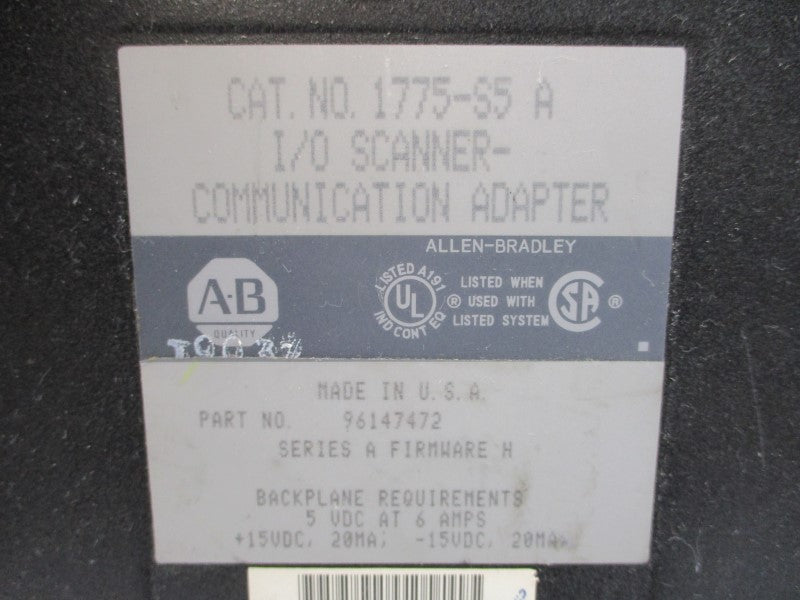 ALLEN BRADLEY 1775-S5 SER. A F/W H 15VDC 6A UNMP