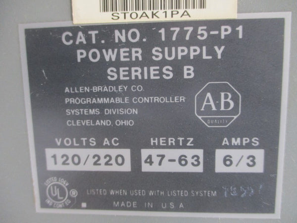 ALLEN BRADLEY 1775-P1 SER. B 120/220VAC 6/3A UNMP