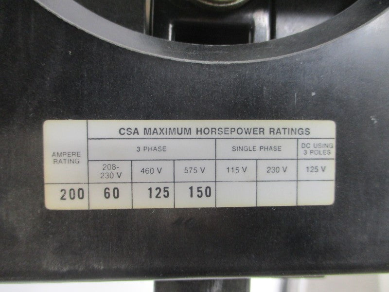 ALLEN BRADLEY 1494R-N200 SER. A 575V 200A (BR/WH) NSMP