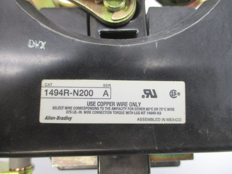 ALLEN BRADLEY 1494R-N200 SER. A 575V 200A (BR/WH) NSMP