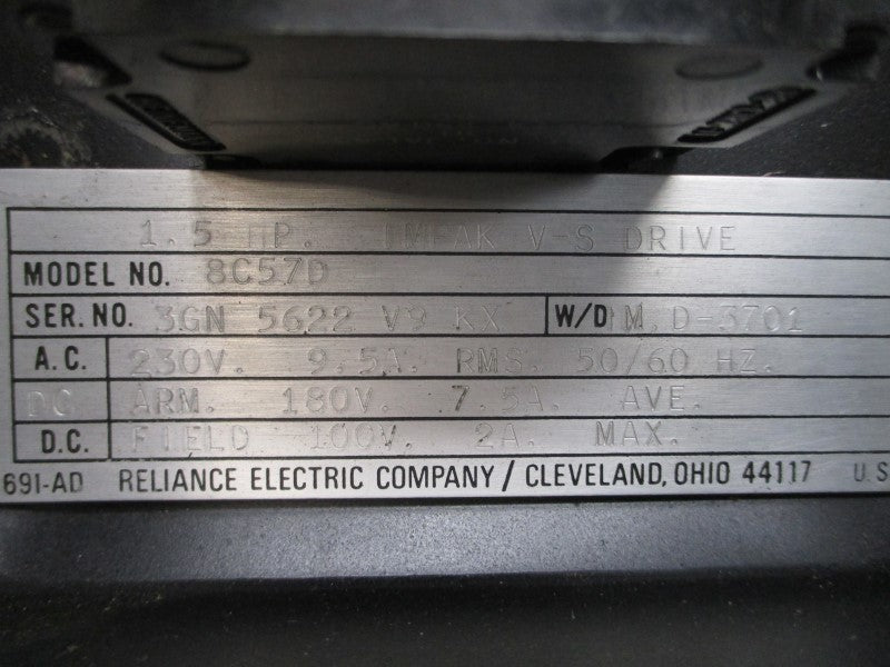 RELIANCE ELECTRIC 8C57D 230VAC 9.5A UNMP
