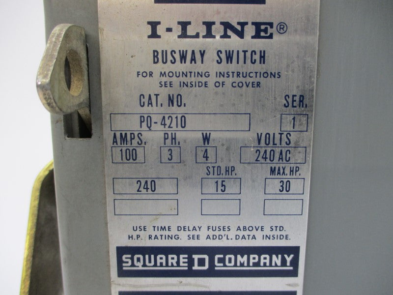 SQUARE D PQ-4210 SER. 1 240VAC 100A UNMP