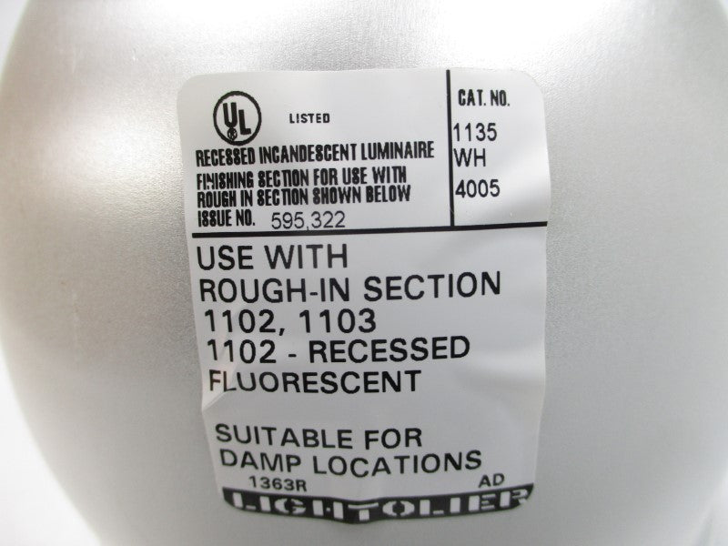 LIGHTOLIER 1135WH NSMP
