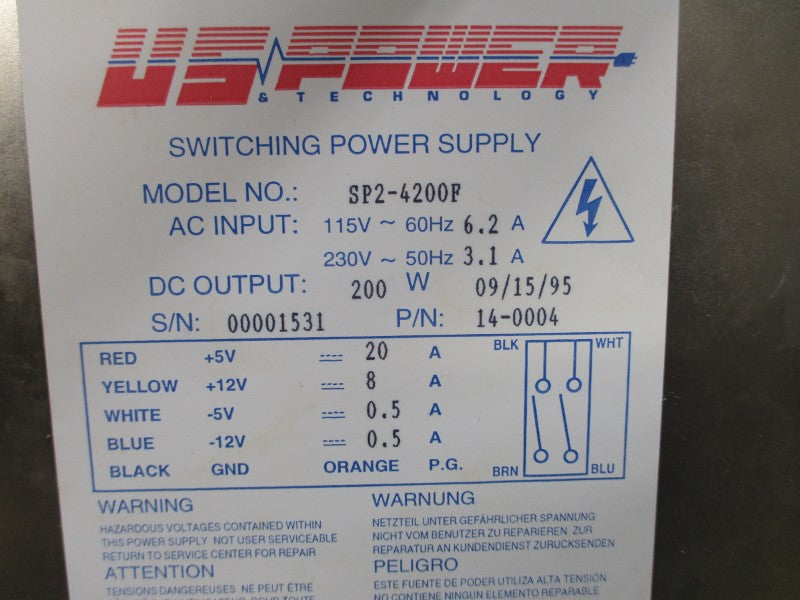 US POWER SP2-4200F 14-0004 115/230VAC 6.2/3.1A NSMP