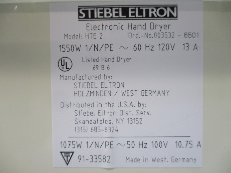 STIEBEL ELTRON HTE2 03532 120VAC 13A NSMP