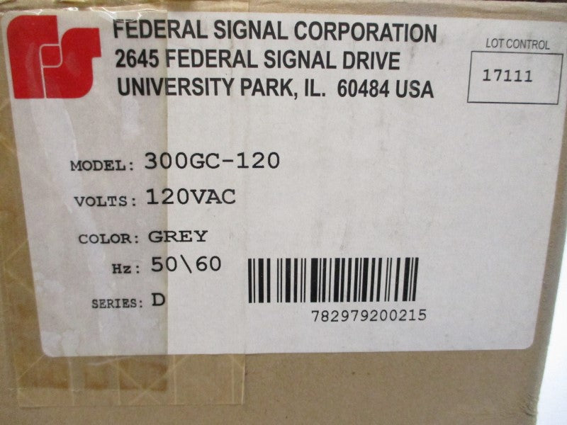FEDERAL SIGNAL 300GC-120 SER. D 120VAC 0.25A NSMP