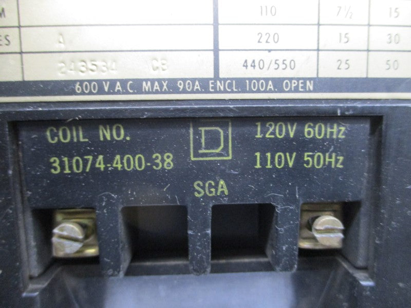 SQUARE D 8502SEG2V02 SER. A 110/120V 90A UNMP