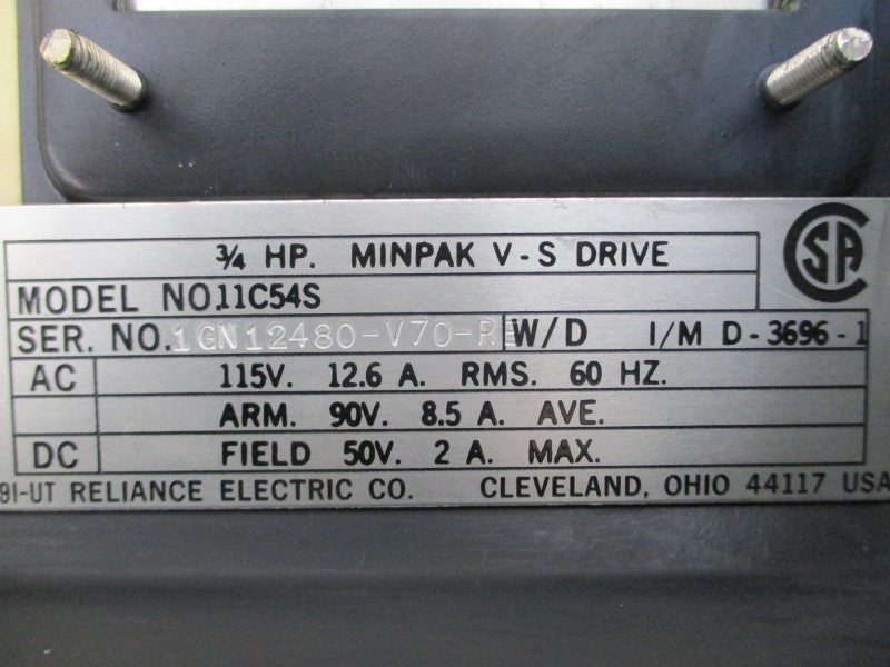 RELIANCE ELECTRIC 11C54S 115VAC 12.6A UNMP