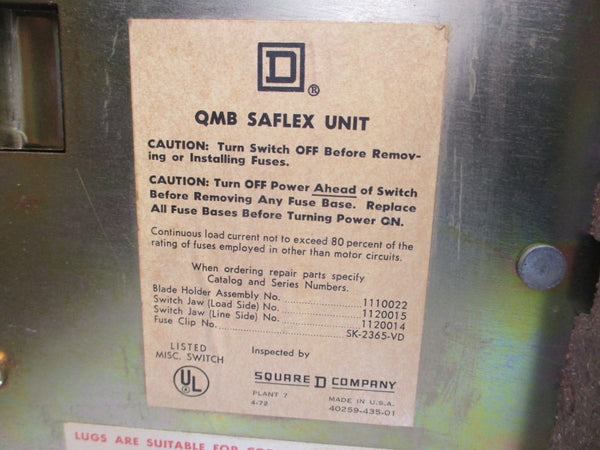 SQUARE D QMB-3640 SER. 1 600VAC 400A NSNP