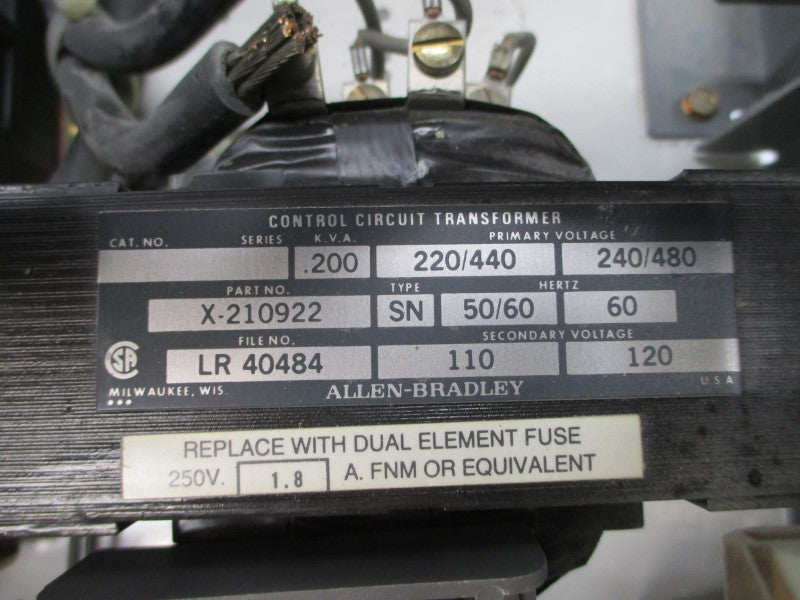 ALLEN BRADLEY 2113B-DDB-3-4A-6P-17-46CA SER. N 480V UNMP