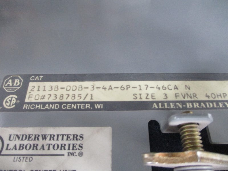 ALLEN BRADLEY 2113B-DDB-3-4A-6P-17-46CA SER. N 480V UNMP
