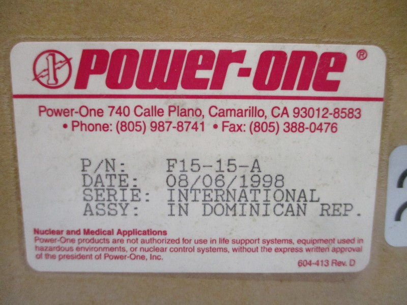 POWER-ONE F15-15-A 230-240V 4.9A NSMP