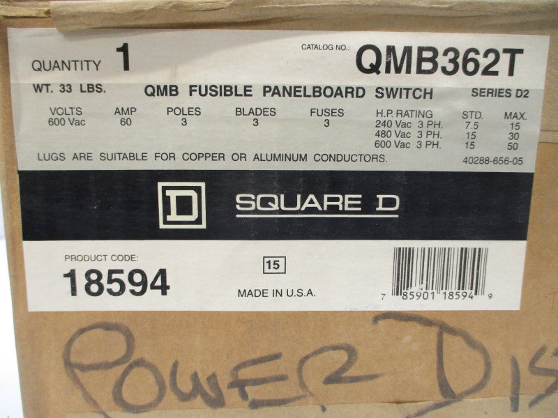 SQUARE D QMB362T SER. D2 600VAC 60A NSMP