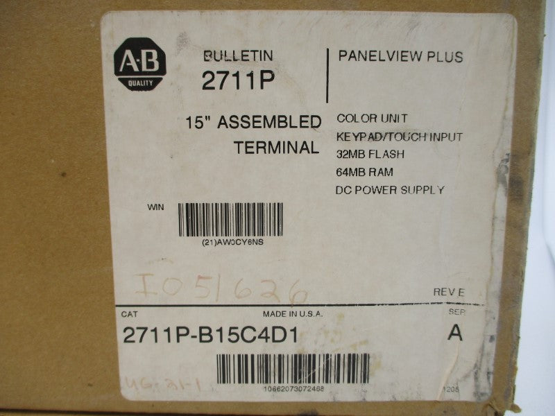 ALLEN BRADLEY 2711P-B15C4D1 SER. A 24VDC NSMP