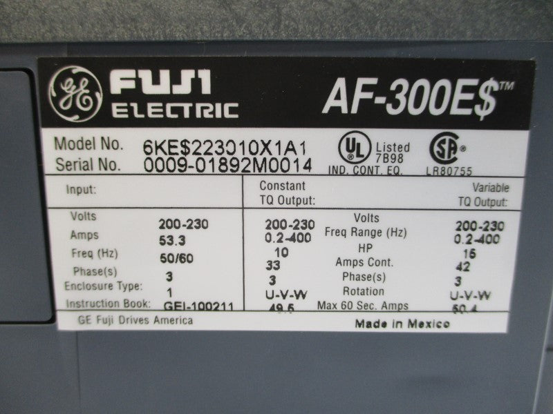 FUJI ELECTRIC 6KE$223010X1A1 200-230V 53.3A NSMP