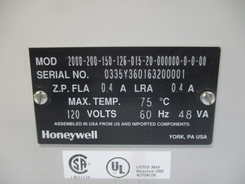 HONEYWELL 2000-200-150-126-015-20-000000-0-0-00 120V 0.4A NSMP