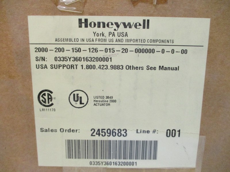 HONEYWELL 2000-200-150-126-015-20-000000-0-0-00 120V 0.4A NSMP