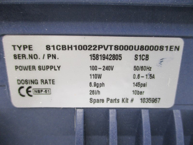 PROMINENT FLUID CONTROLS S1CBH10022PVTS000U8000S1EN 100-240V 0.6-1.5A 145PSI NSMP