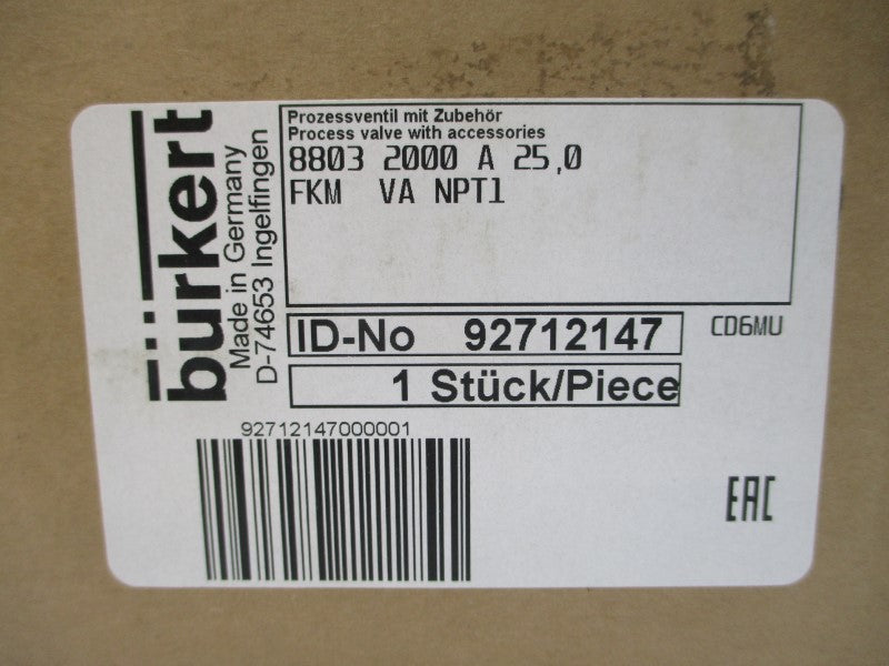 BURKERT 92712147 8803 120V 2000A 27-145PSI NSMP