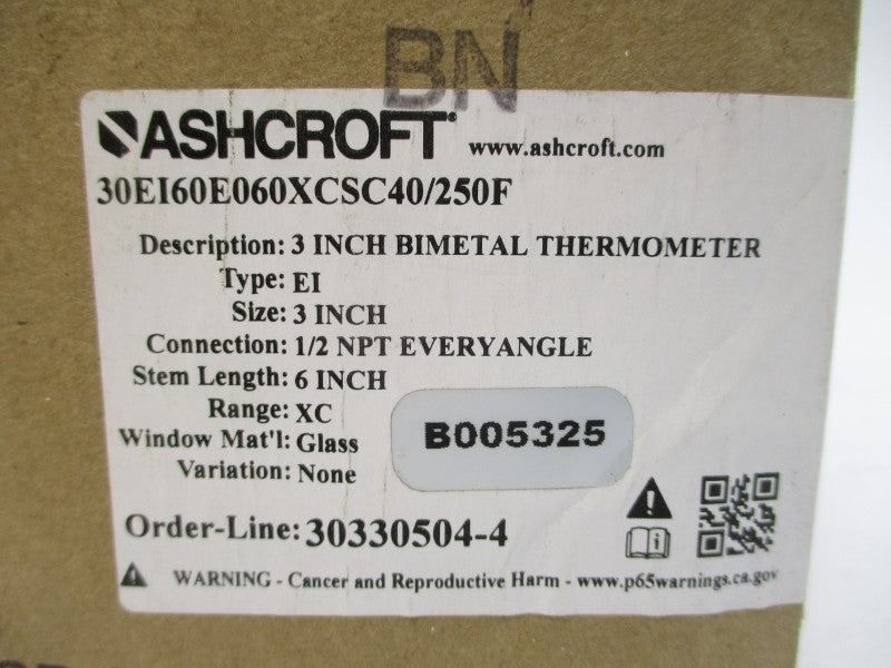ASHCROFT 30EI60E060XCSC40 250'F 3" STEM6 NSMP